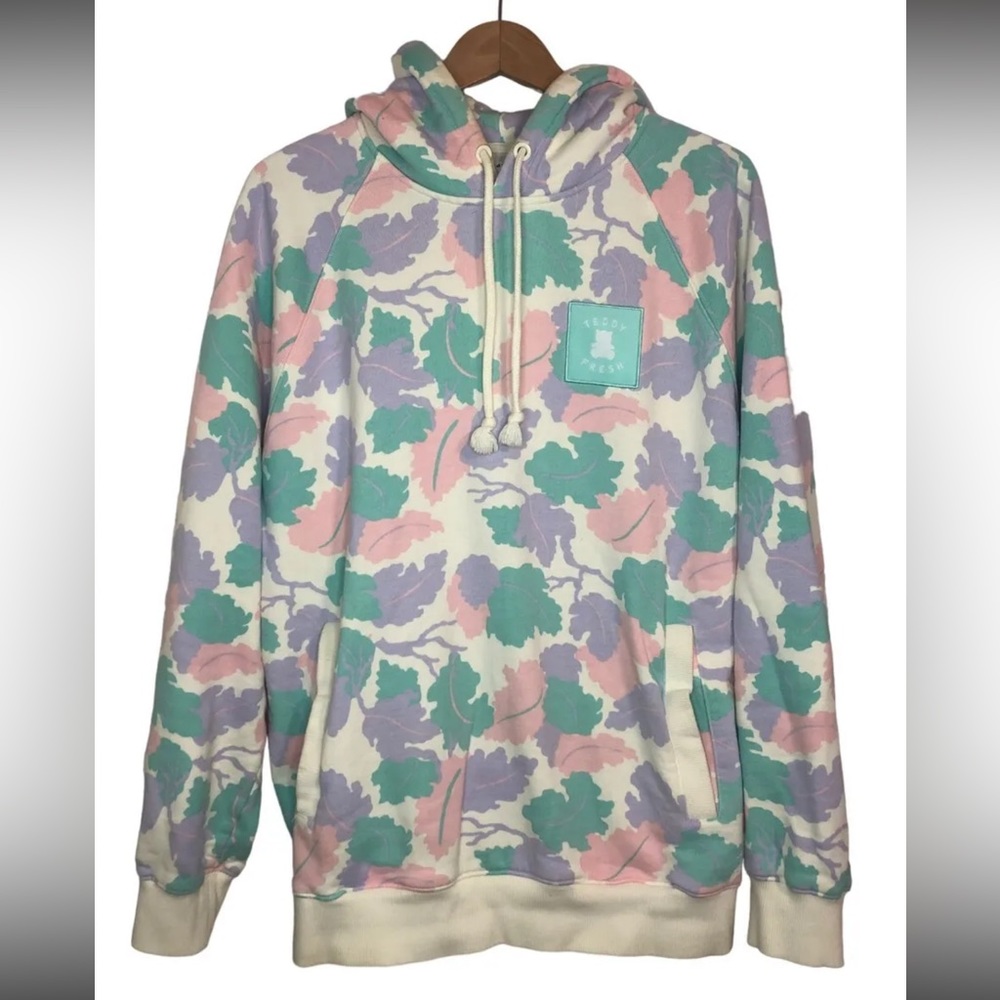 Teddy Fresh 1.0 SOLD OUT/RARE  Size M Pastel Muted Camo Leaves Hoodie 2019 - Picture 6 of 16